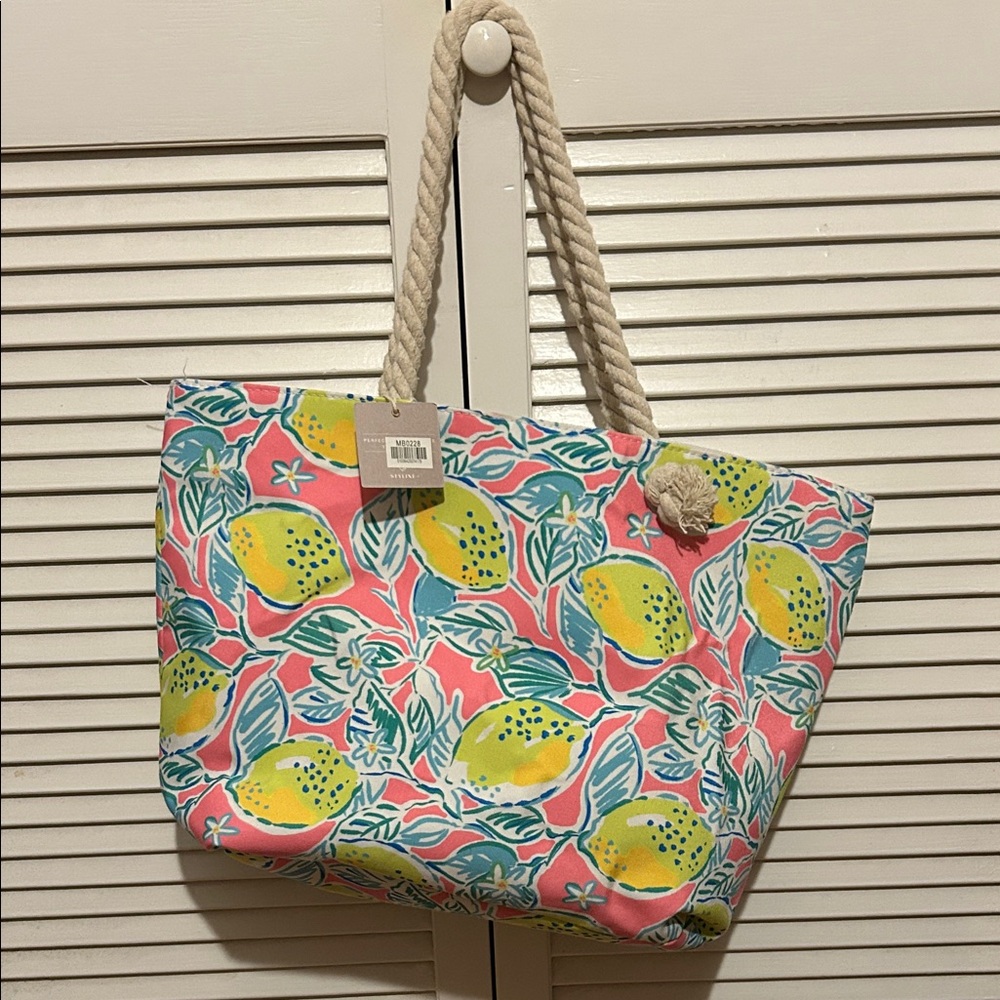 Colorful Lemon Print Tote Bag